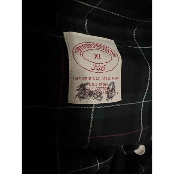 Brooks Brothers 346 Original Polo Shirt Button Non-Iron  Size XL  Navy Plaid - Picture 4 of 6